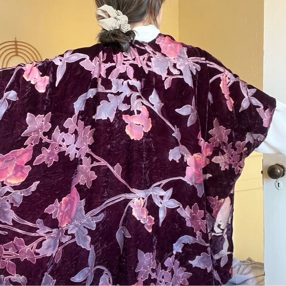 Beautiful Magenta Burgundy Purple Pink Fall Kimono Cardigan Woven Heart One Size - Picture 4 of 14